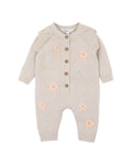 Bébé by Minihaha Fern Hand Emb. Organic Knitted Romper in NATURAL