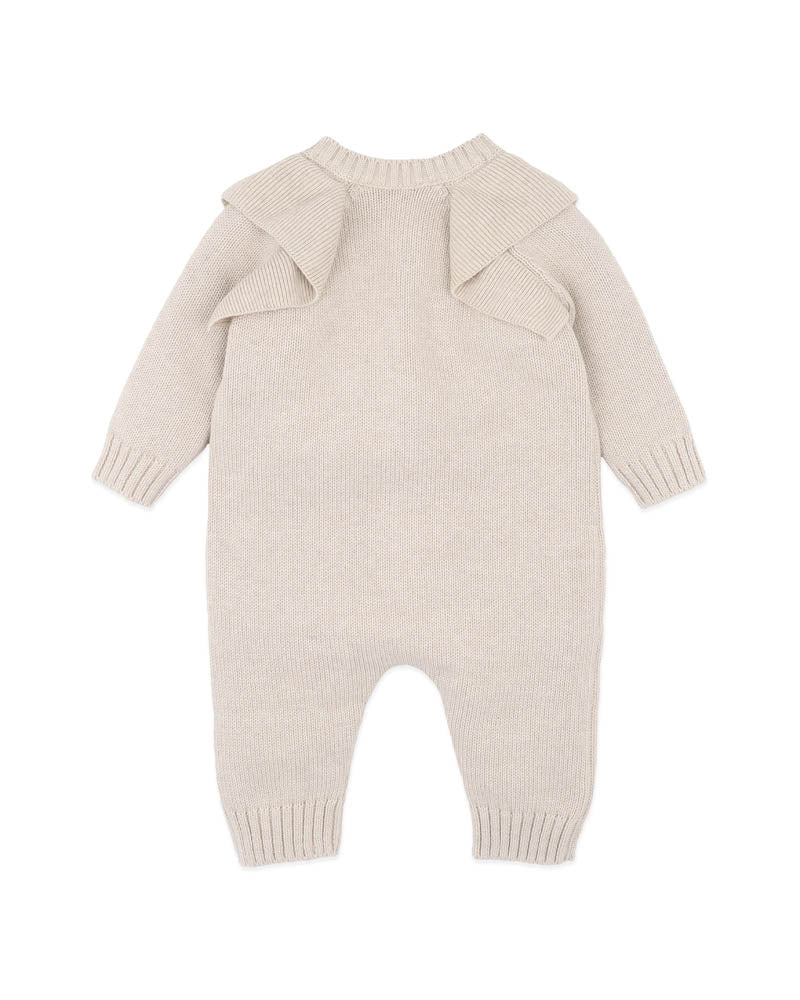 Bébé by Minihaha Fern Hand Emb. Organic Knitted Romper in NATURAL