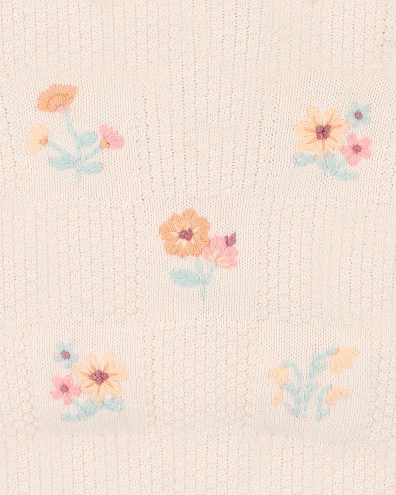 Bébé by Minihaha Fern Hand Emb. Organic Jumper 3-7 Yrs in NATURAL