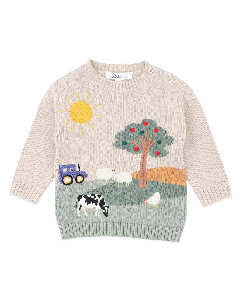 Bébé by Minihaha Hunter Farm Organic Knitted Jumper in MULTI