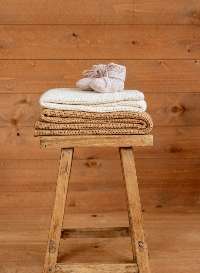 Nature Baby Merino Knit Blanket in Caramel