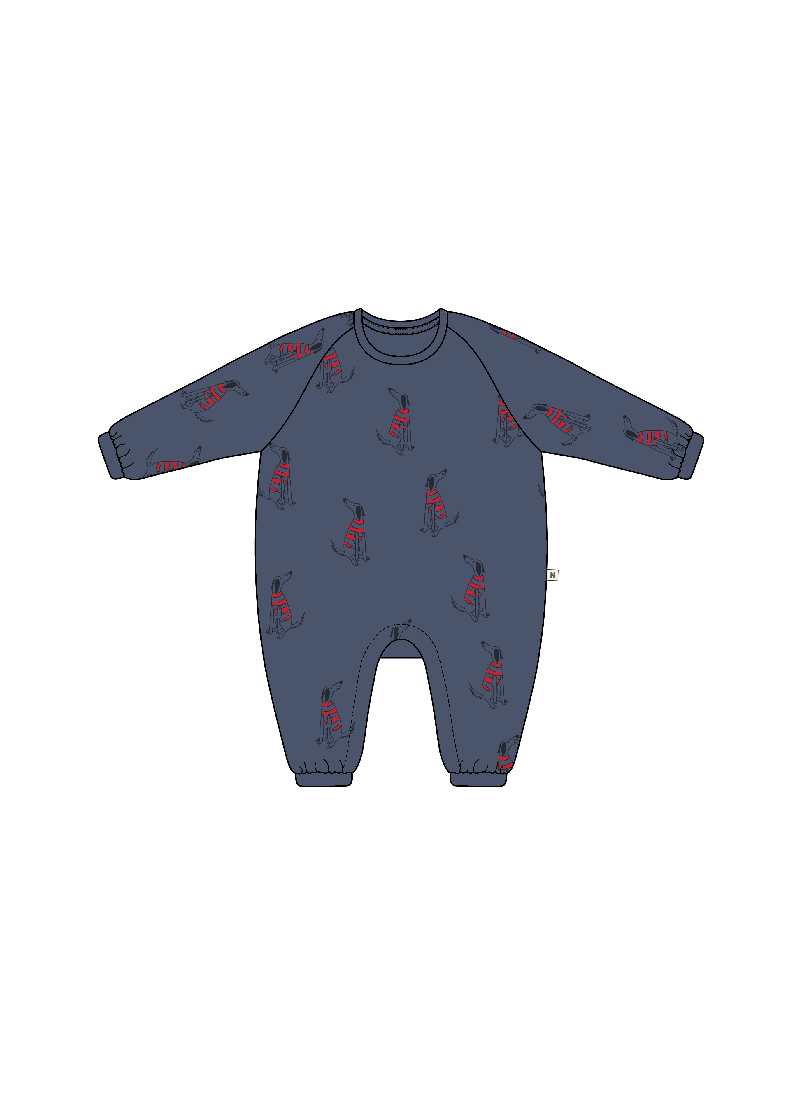 Nature Baby Long Sleeve Juno Romper in Best Friend Indigo Print