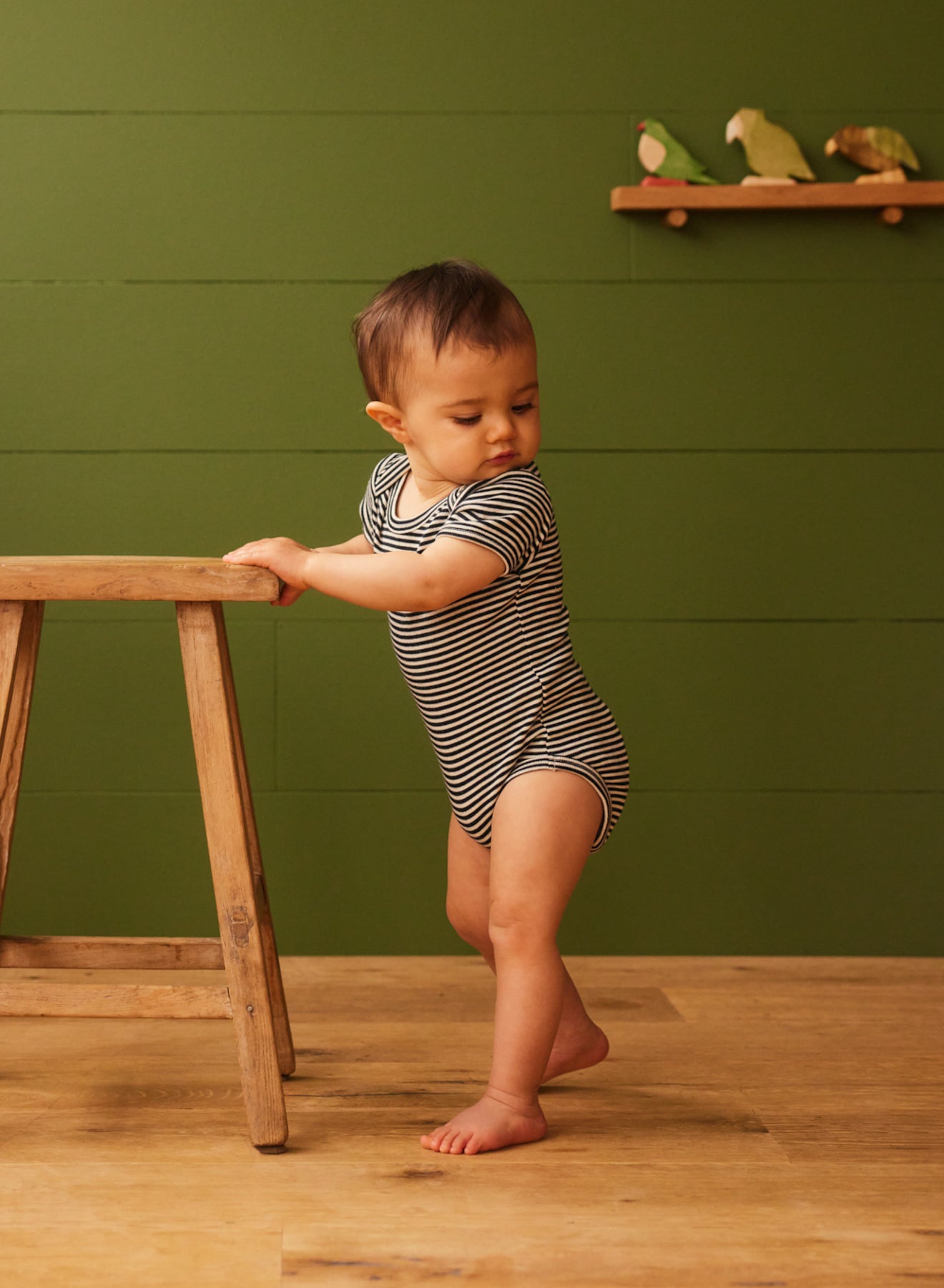 Nature Baby Short Sleeve Bodysuit in Navy Stripe