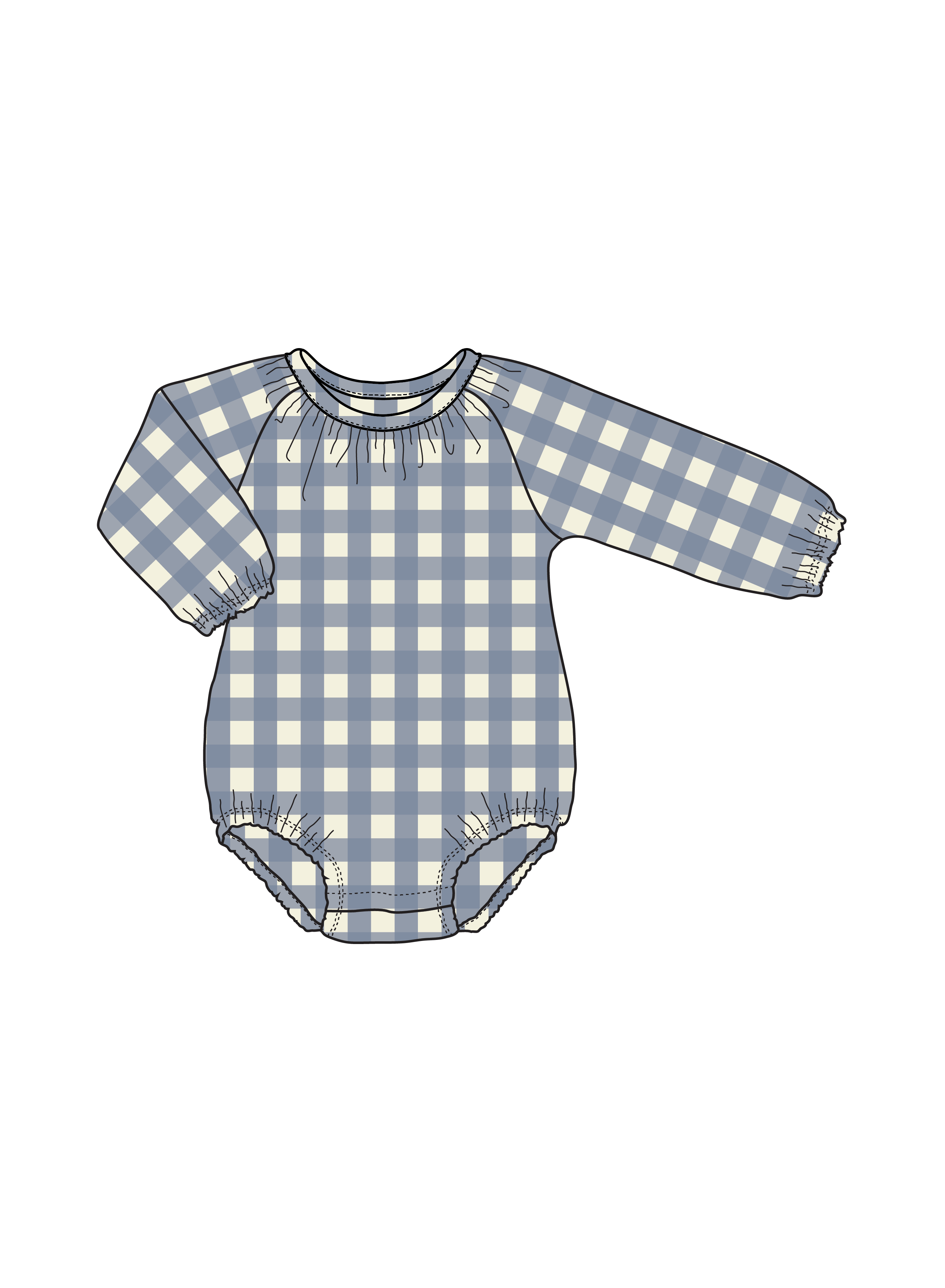 Nature Baby Meadow Bodysuit Gingham in Bluebelle Check