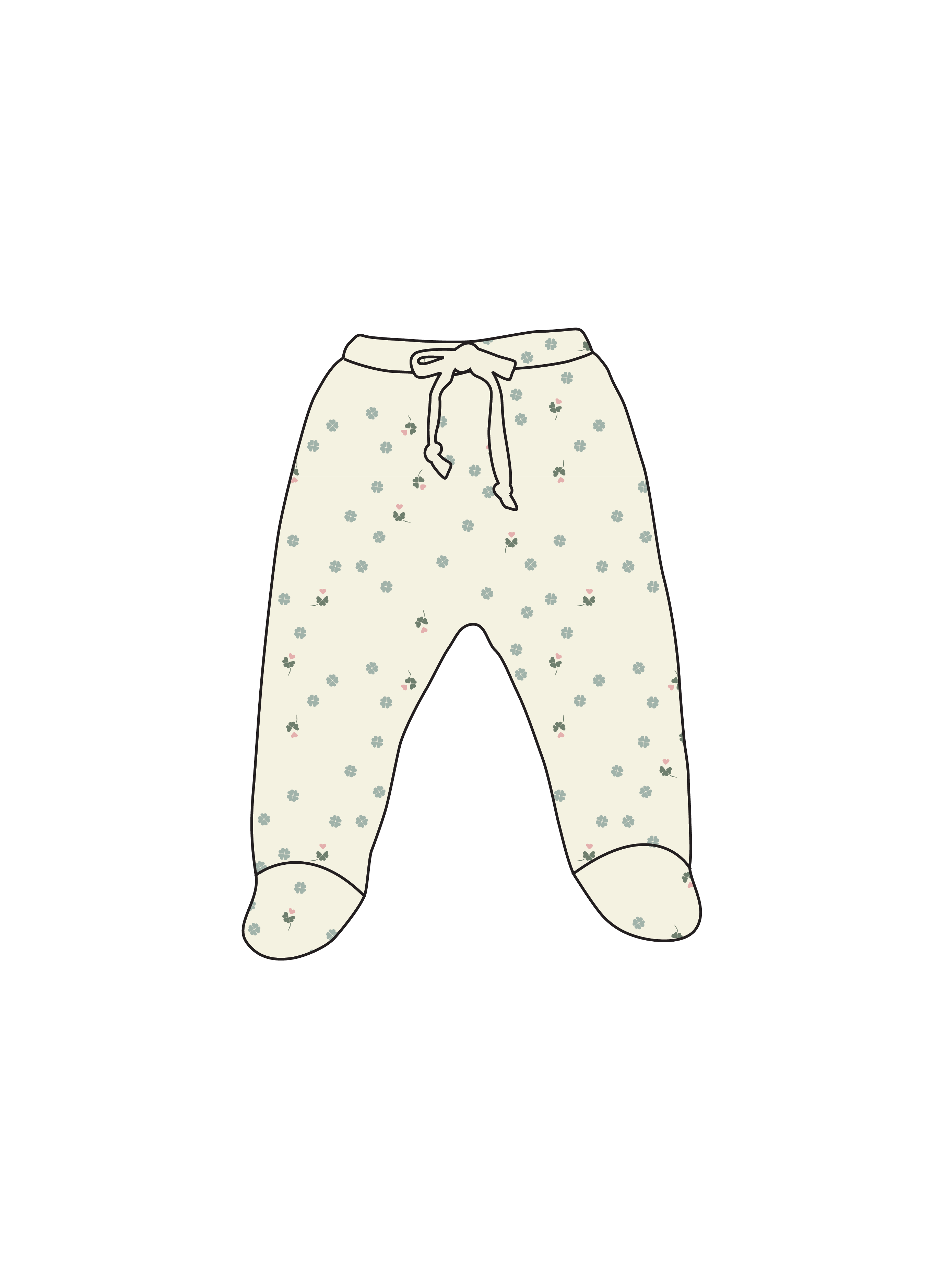 Nature Baby Footed Rompers in Lucky Print