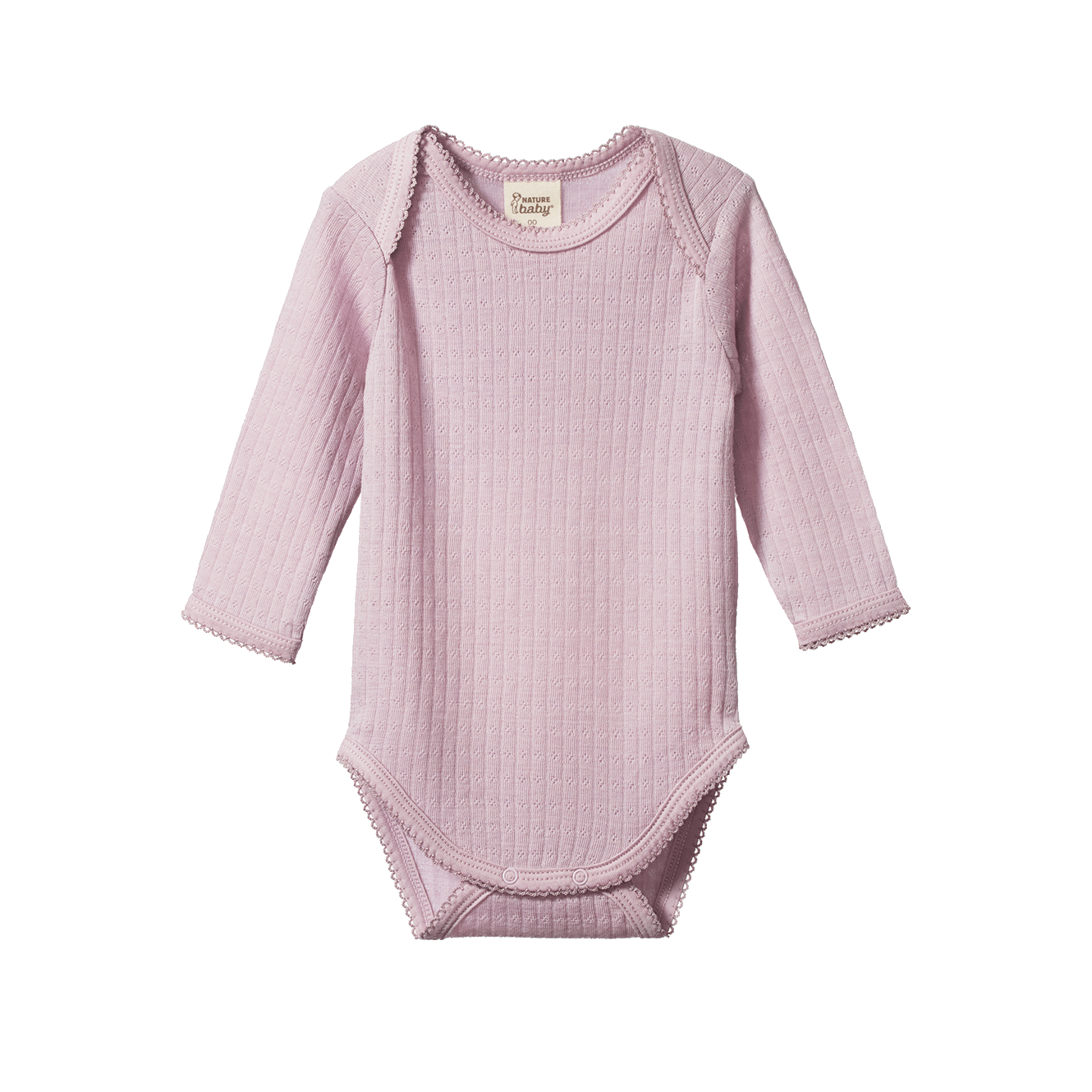 Nature Baby Merino Wool Long Sleeve Bodysuit Pointelle in Lilac
