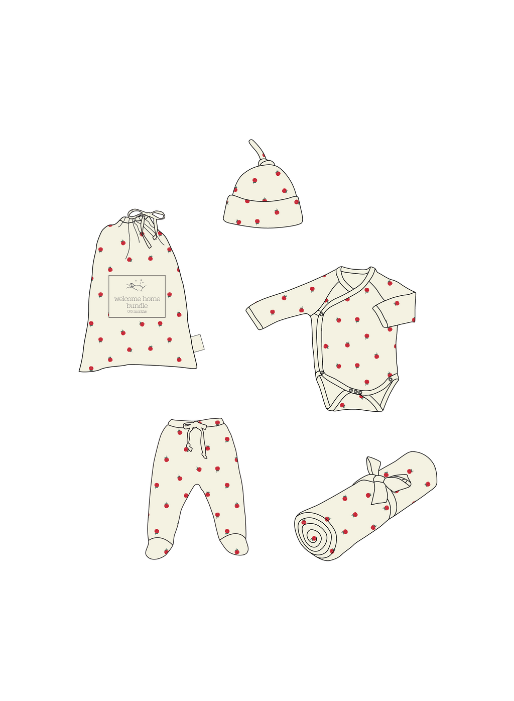 Nature Baby Welcome Home Set in Raspberry Print