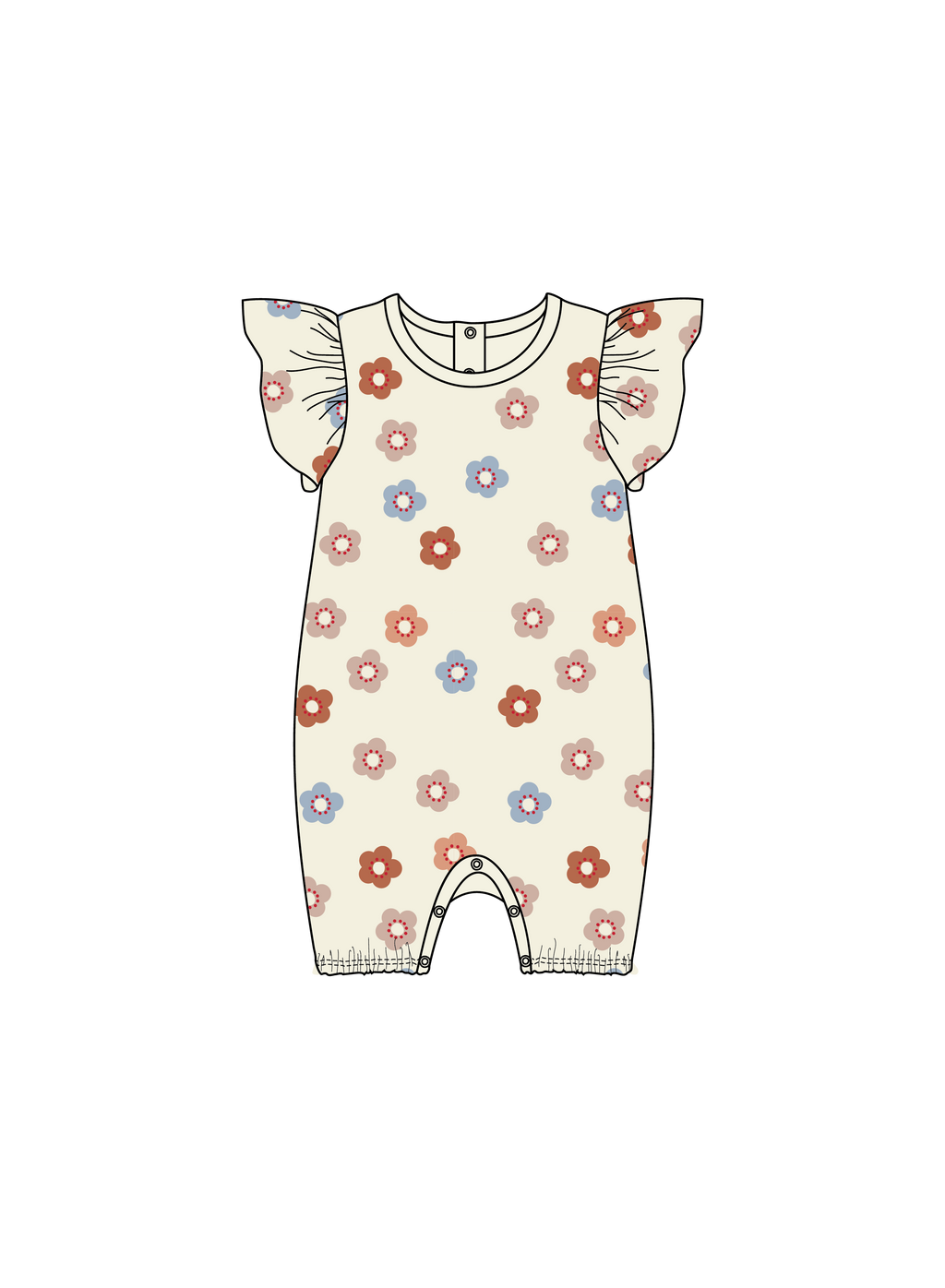 Nature Baby Tilly Suit in Flora Stamp Print