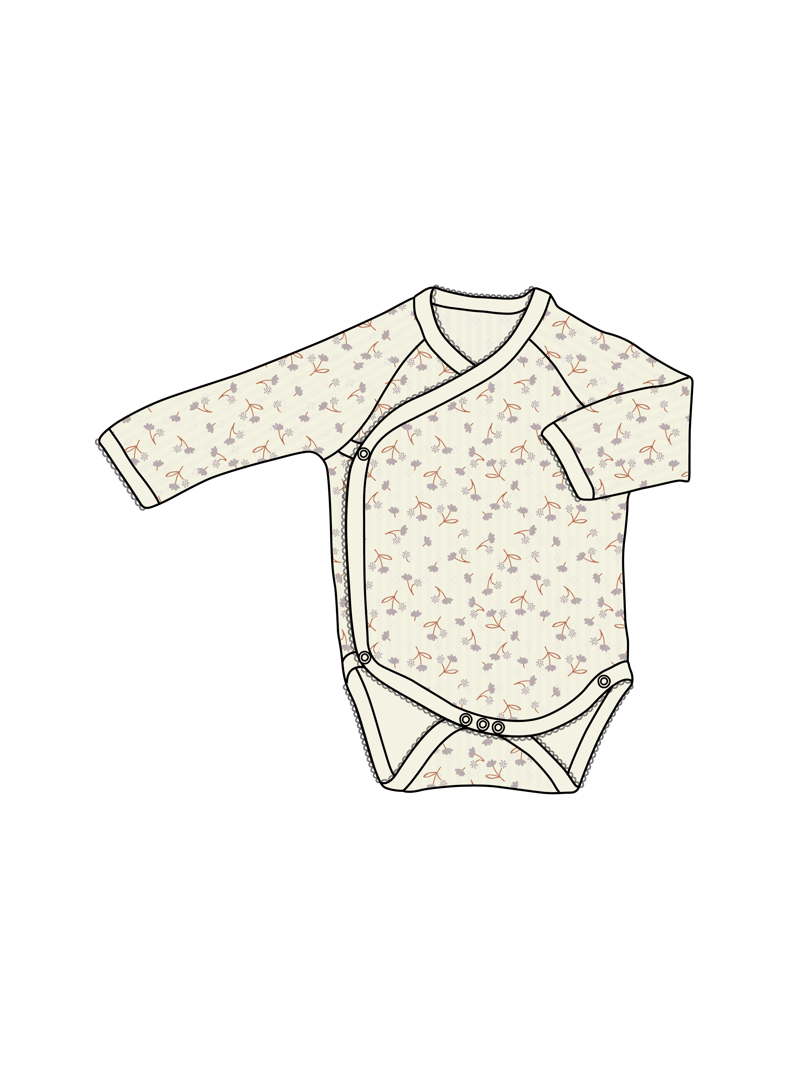 Nature Baby L/S Kimono Bodysuit Pointelle in Dandelion Print