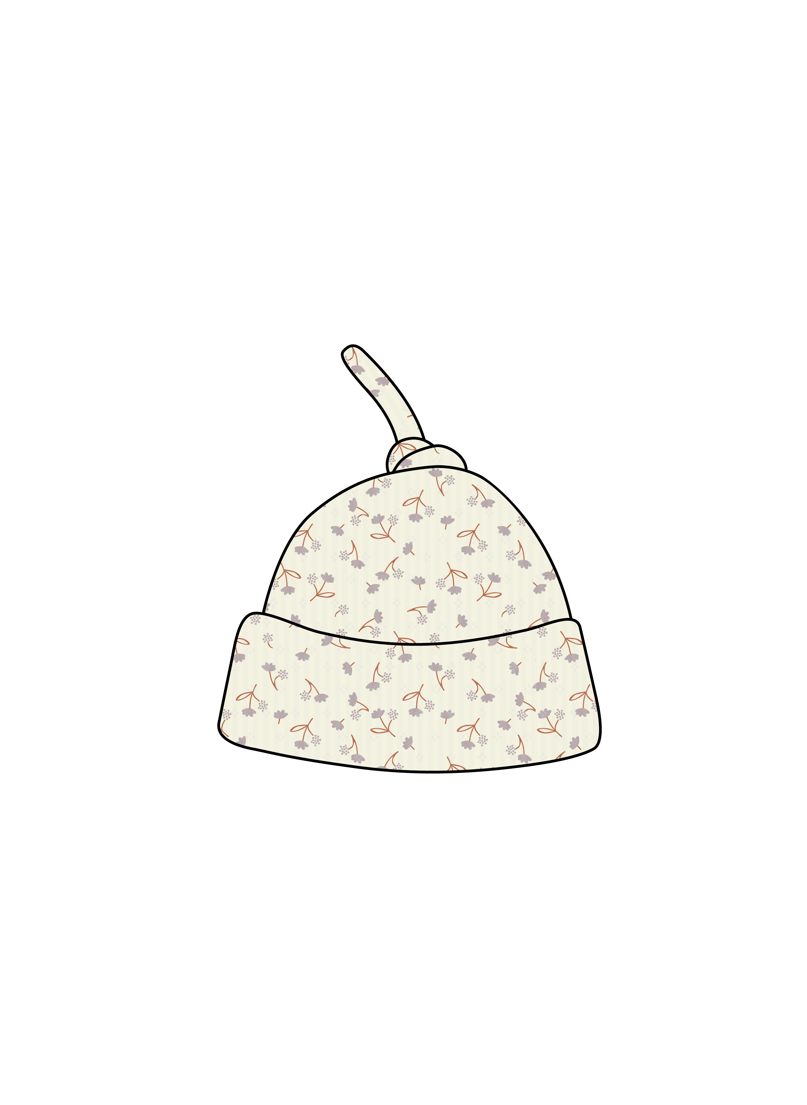 Nature Baby Knotted Beanie Pointelle in Dandelion Print