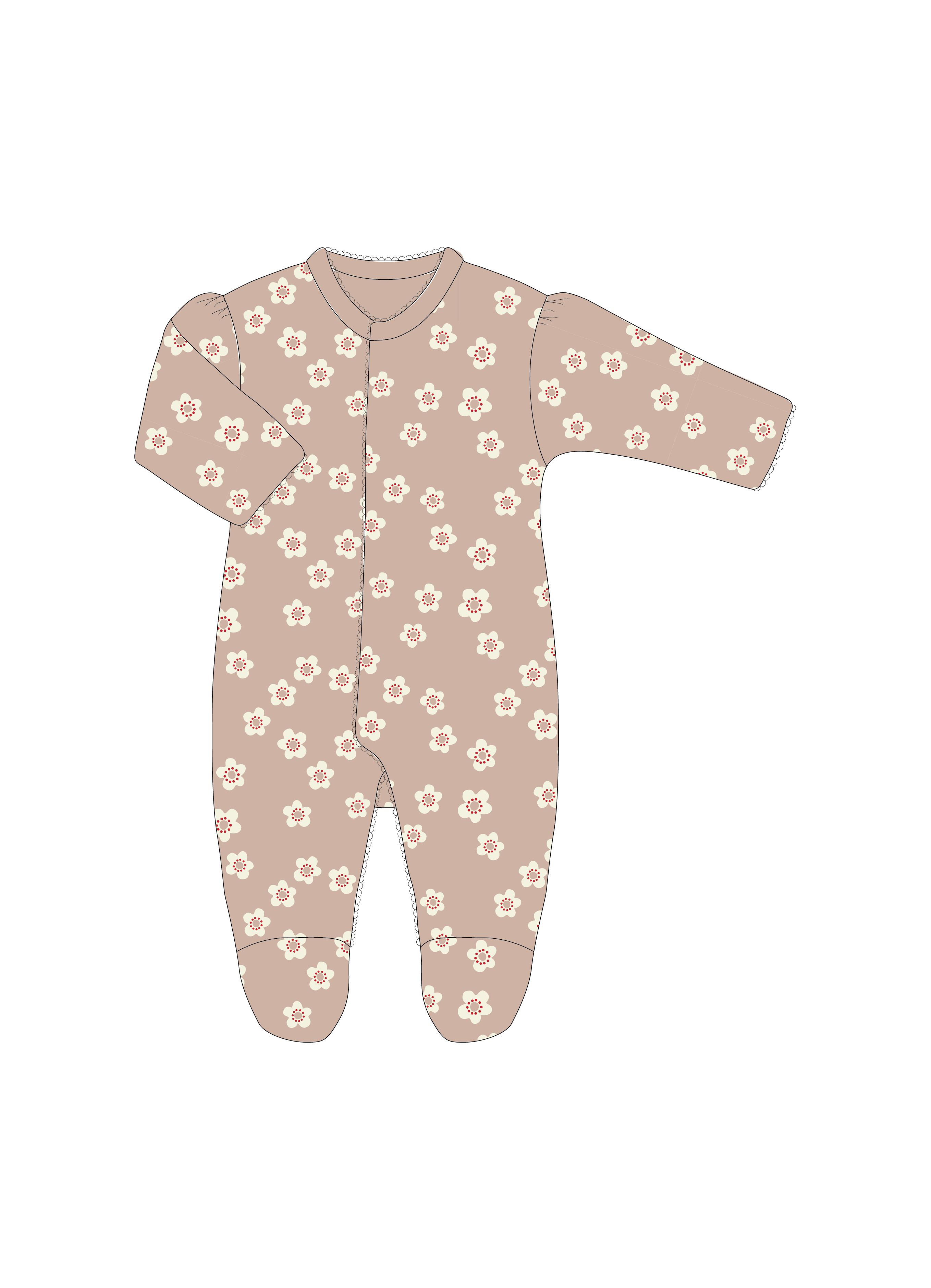 Nature Baby Lucy Suit in Flora Stamp Rose Dust Print
