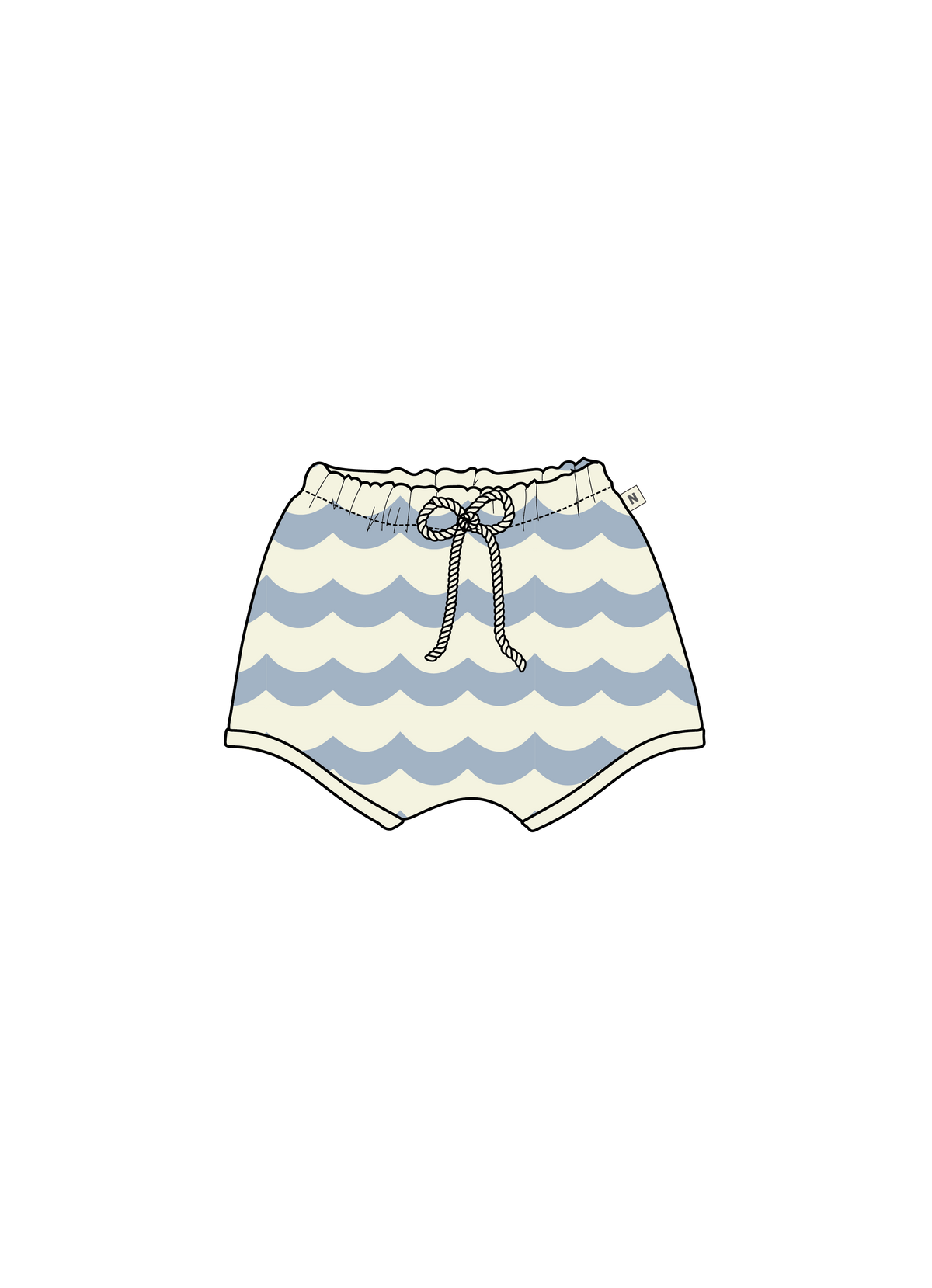 Nature Baby Terry Short in Waves Print