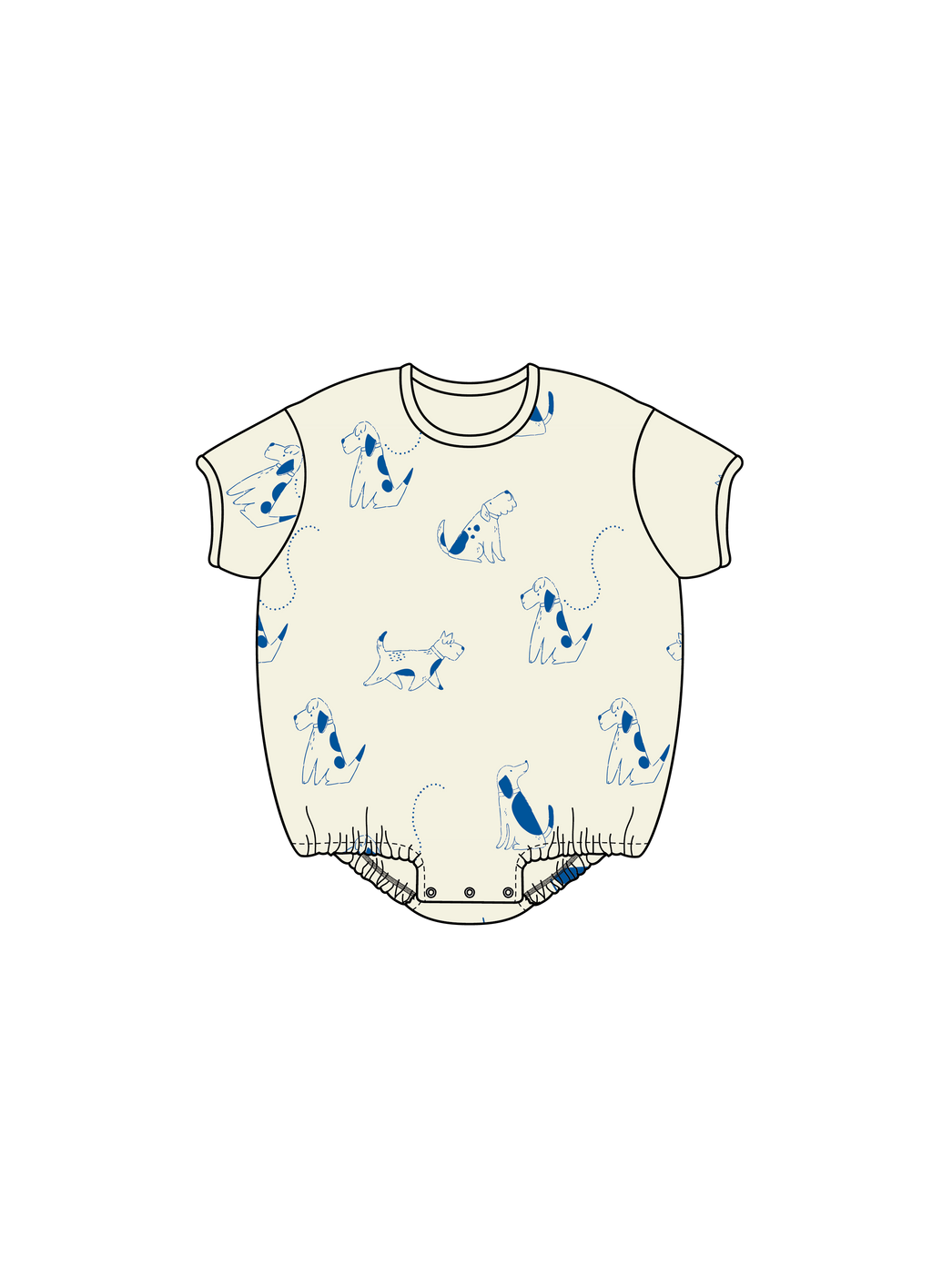 Nature Baby Juno Romper Waffle in Dog Walk Print