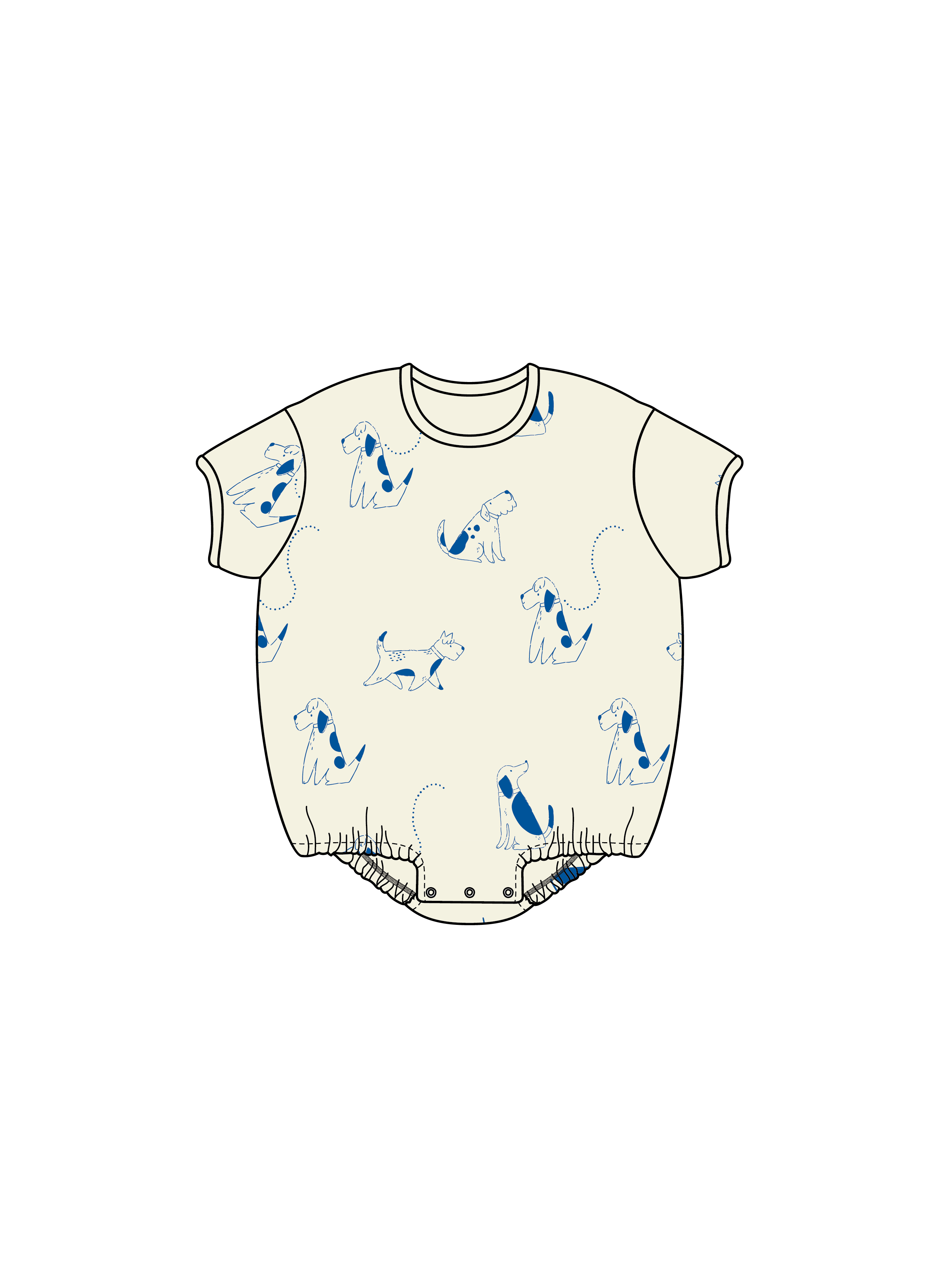 Nature Baby Juno Romper Waffle in Dog Walk Print