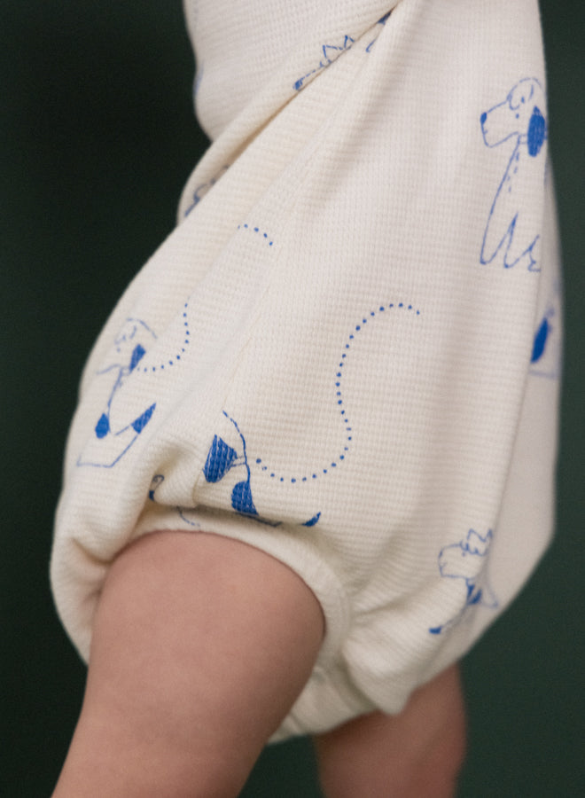Nature Baby Juno Romper Waffle in Dog Walk Print