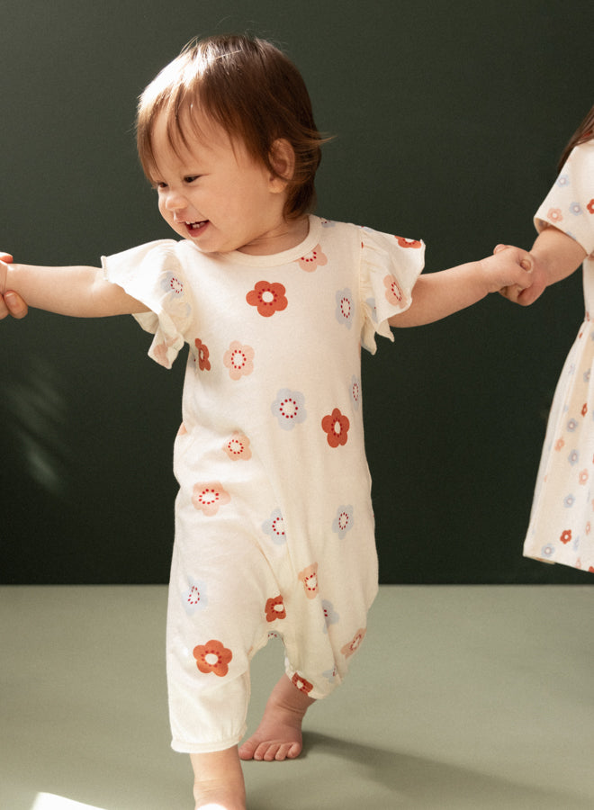 Nature Baby Tilly Suit in Flora Stamp Print
