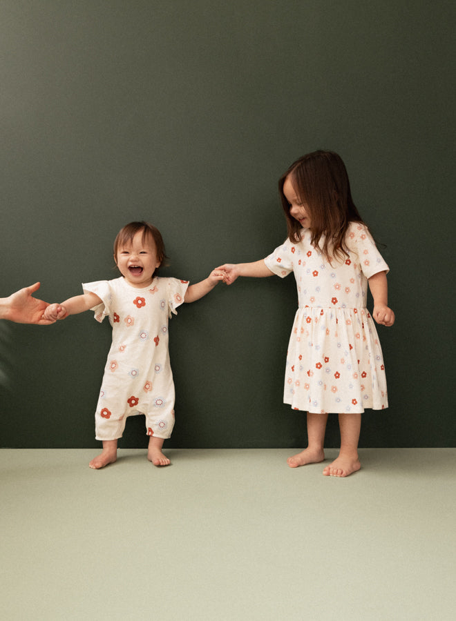 Nature Baby Tilly Suit in Flora Stamp Print