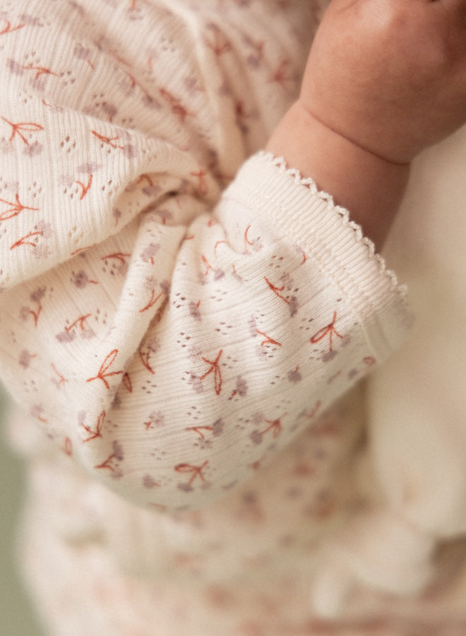 Nature Baby L/S Kimono Bodysuit Pointelle in Dandelion Print