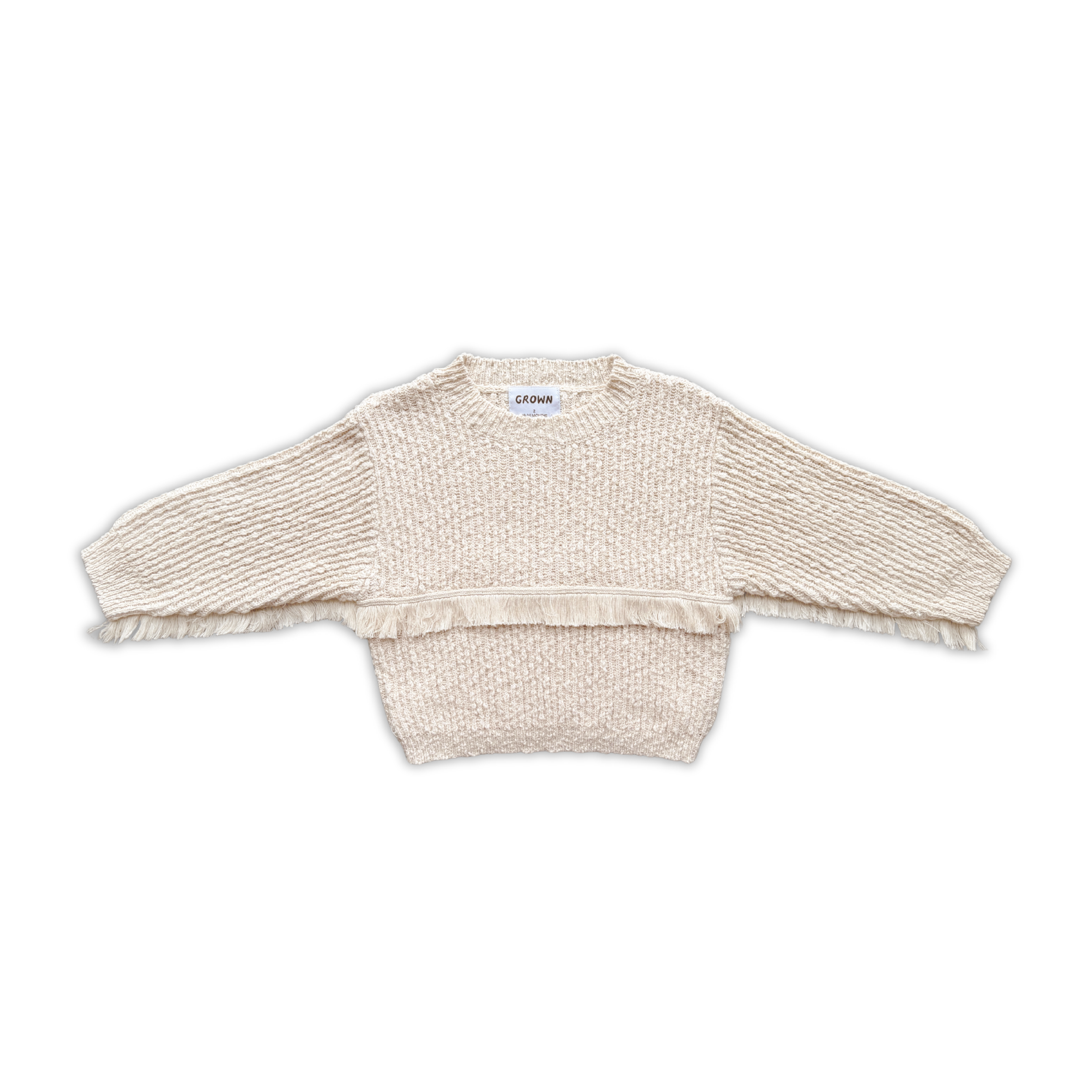 Grown Organic Fringe Rib Knit Pull Over - Natural in Single