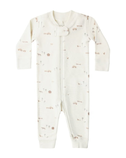 Quincy Mae Zip Longsleeve Sleeper Farm in IVORY