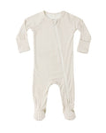Quincy Mae Bamboo Zip Footie Oat Gingham in IVORY