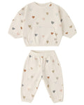 Quincy Mae Waffle Sweater Set Confetti Hearts in NATURAL