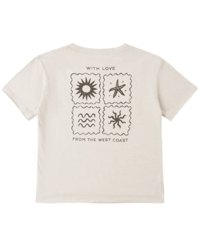 Raw Edge Tee West Coast in PEBBLE