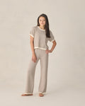 Rylee + Cru Teen Boxy Crop Knit Tee Chocolate Stripe in CHOCOLATE