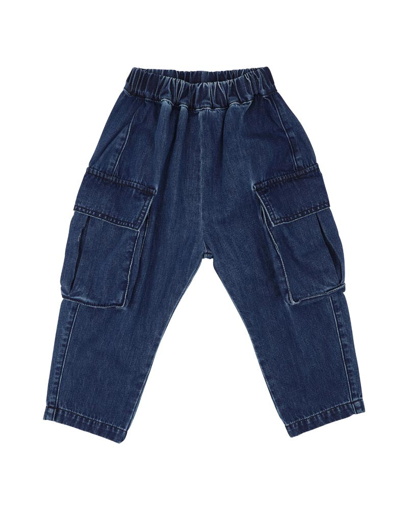 Fox & Finch Indigo Pull On Cargo Jeans 3-7 Yrs in BLUE