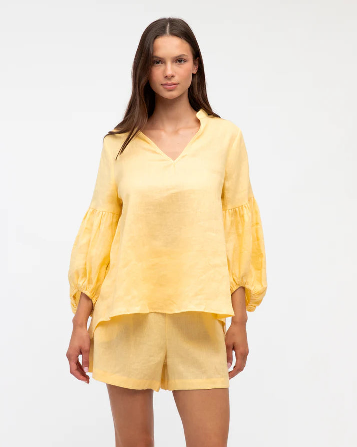 White Closet - Linen Balloon Sleeve Blouse