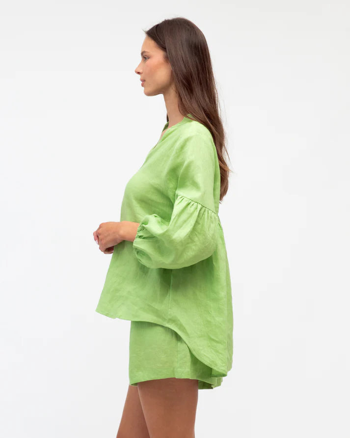 White Closet - Linen Balloon Sleeve Blouse