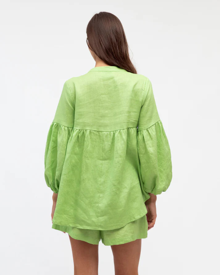 White Closet - Linen Balloon Sleeve Blouse
