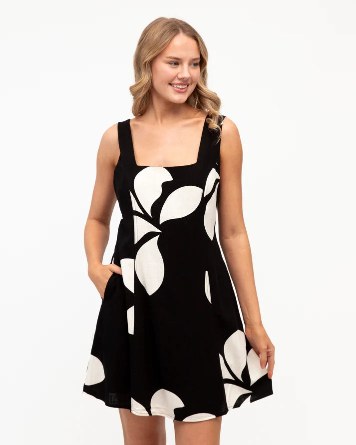Ebby and I - NOIR BLOOM SWING DRESS THICK STRAP