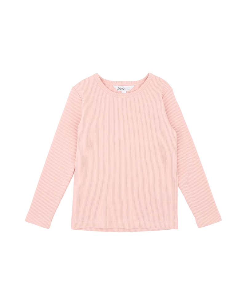 Bébé by Minihaha Emmy Ls Ribbed Tee 3-7 Yrs in PINK