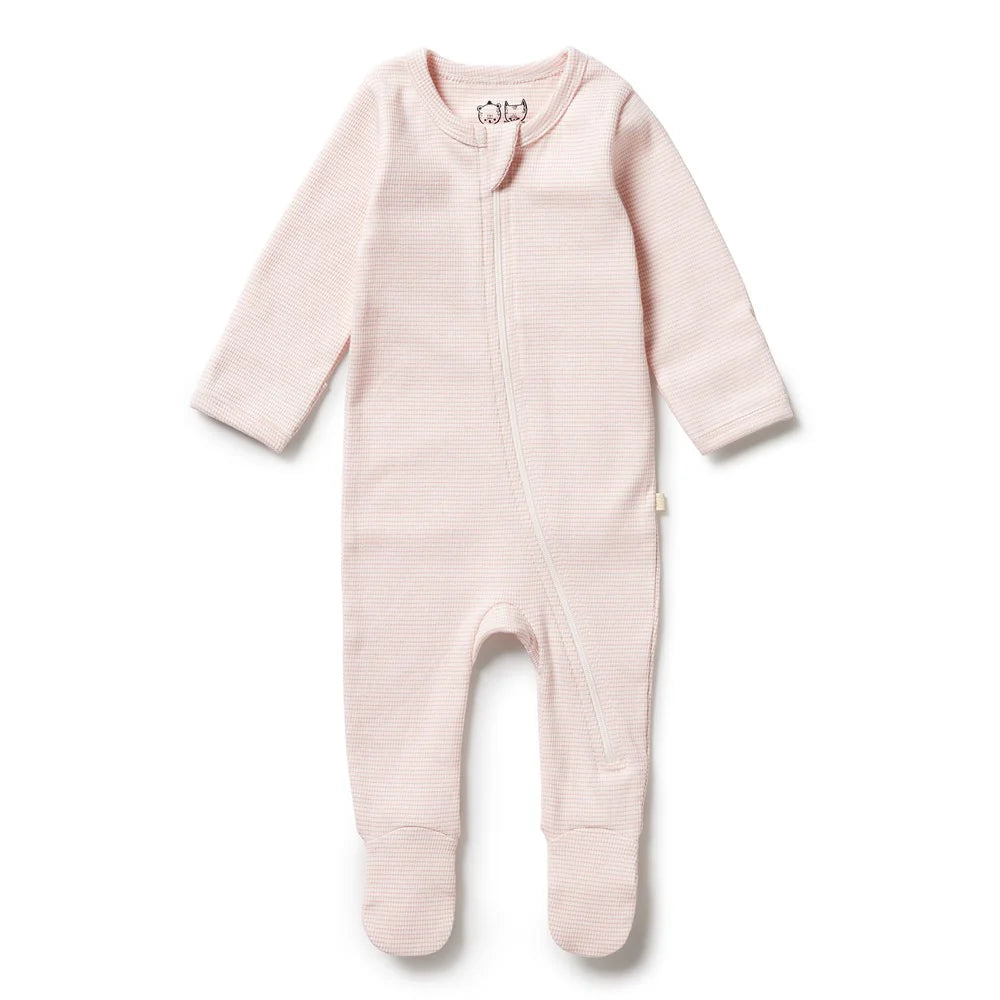 Wilson And Frenchy Organic Stripe Rib Zipsuit With Feet