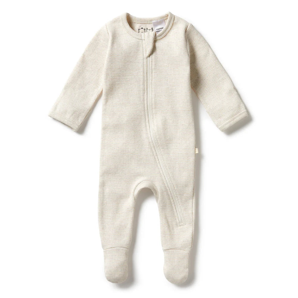 Wilson And Frenchy Organic Stripe Rib Zipsuit With Feet