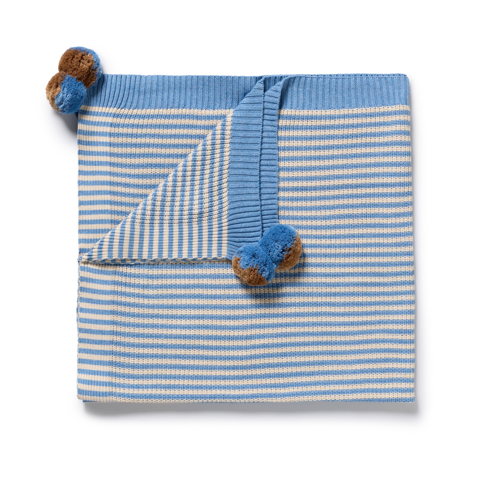 Wilson And Frenchy Frosted Blue Organic Knitted Stripe Blanket