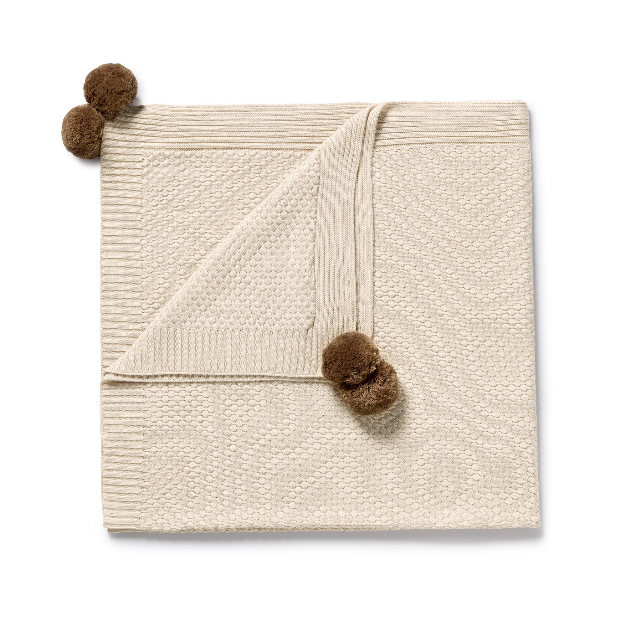 Wilson And Frenchy Cream Organic Knitted Bubble Blanket