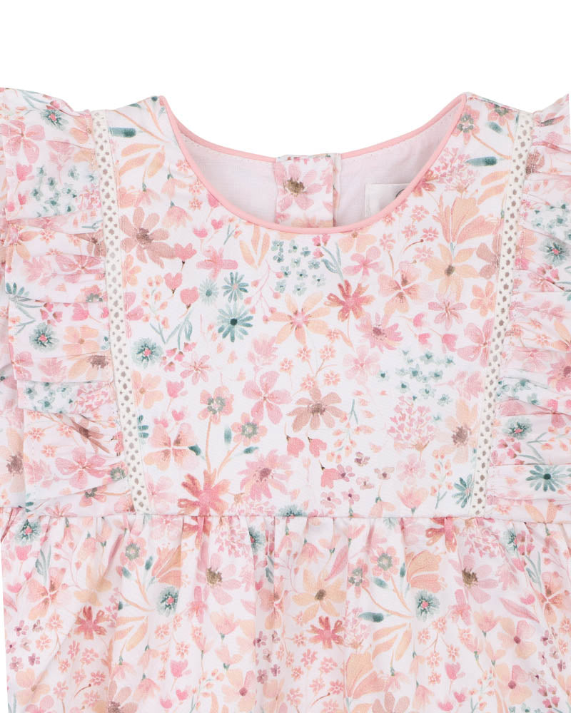 Bébé by Minihaha Fern Floral Organic Overlay Dress in MULTI