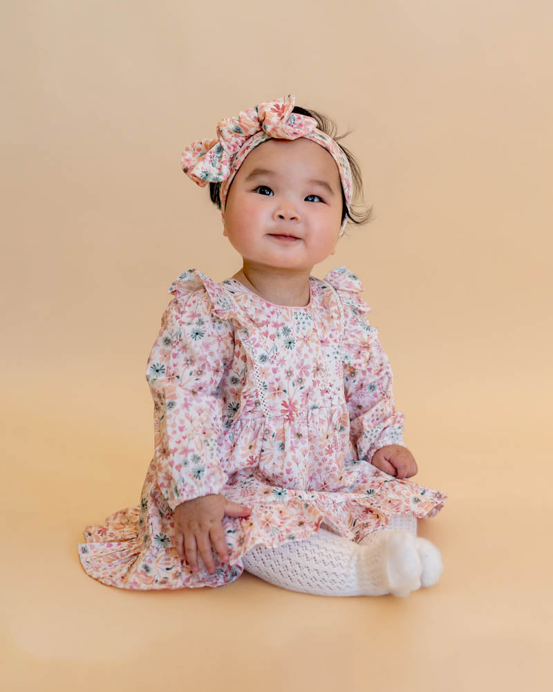 Bébé by Minihaha Fern Floral Organic Overlay Dress in MULTI