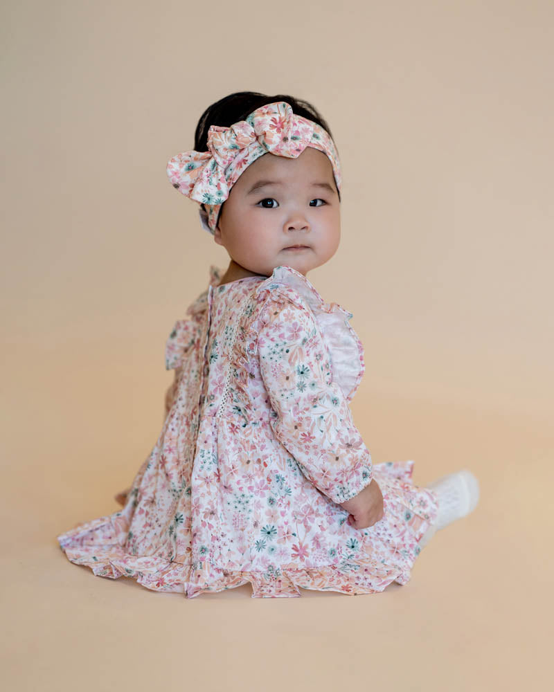 Bébé by Minihaha Fern Floral Organic Overlay Dress in MULTI