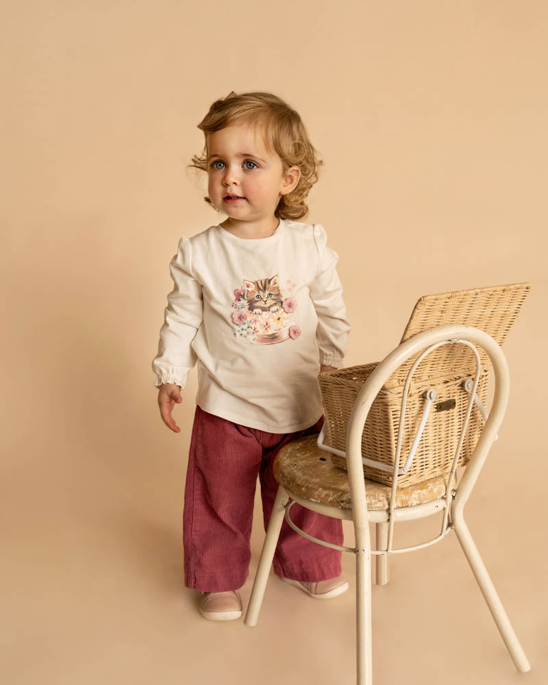Bébé by Minihaha Fern Pull On Cord Pants in PINK
