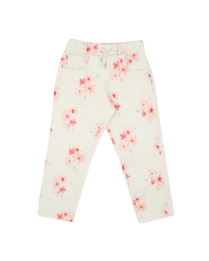 Bébé by Minihaha Emmy Petal Pull On Jeans 3-7 Yrs in CREAM