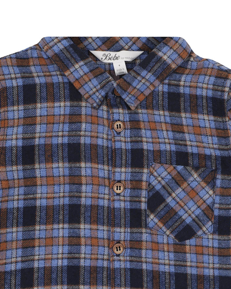 Bébé by Minihaha Hunter Check Ls Shirt 3-5 Yrs in BLUE