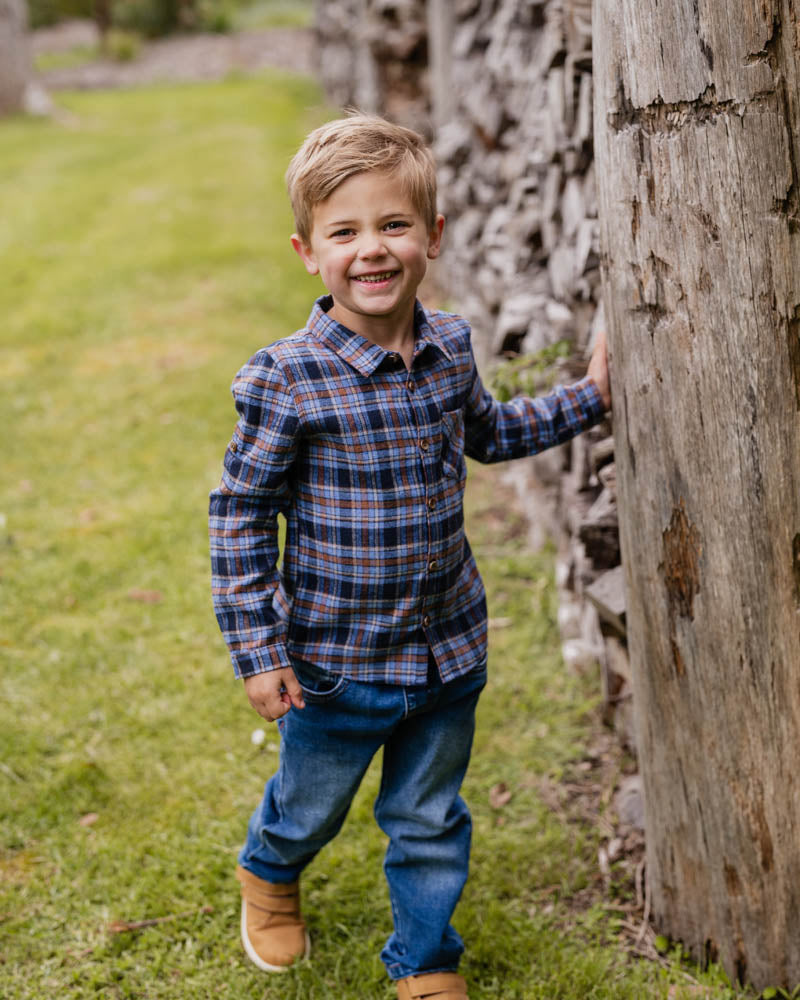Bébé by Minihaha Hunter Check Ls Shirt 3-5 Yrs in BLUE