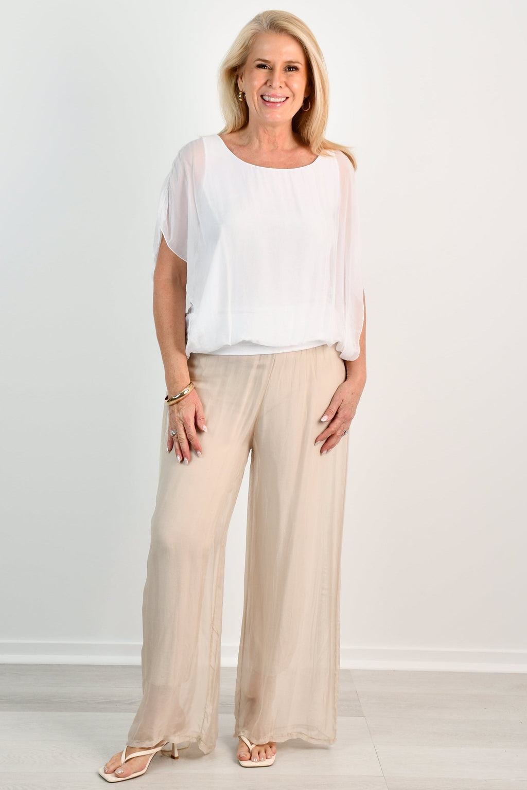 La Sofia VLSP110 (61248) - PISA SILK PANT - CHAMPAGNE in Champagne