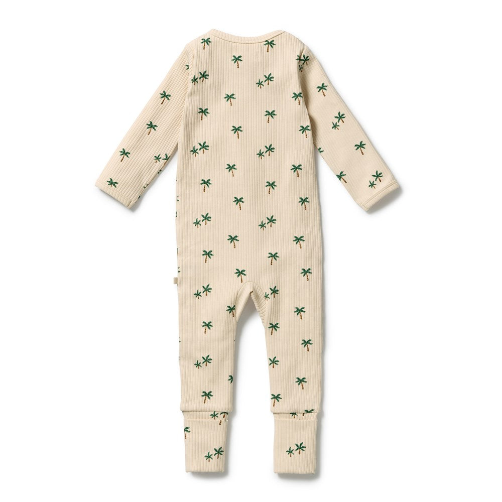 Wilson and Frenchy Tiny Palm Organic Zipsuit with Feet in Tiny Palm