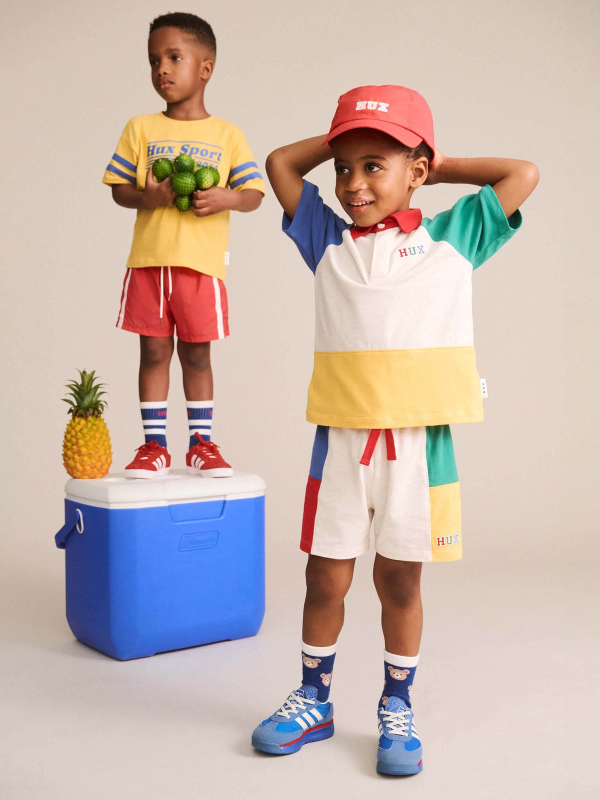 HUXBABY Slouchy Colour Block Raglan Polo in MULTI