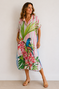 LA SOFIA VLSD910 (251019) -  SUZIE SHIRT DRESS - PARADISE AVIARY in Paradise Aviary