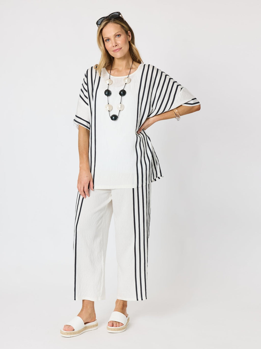 Clarity Sevilla Stripe Top - White/Black in White/Black